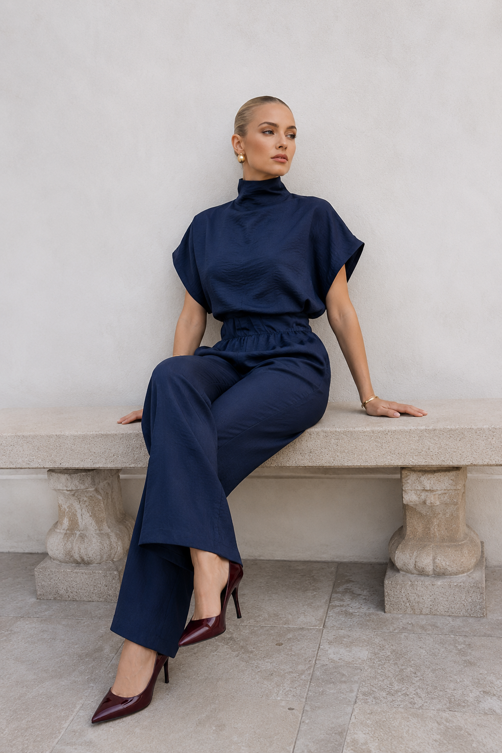Pantalones Para Mujer Ancho Suelto Wide Leg W63119 Marino