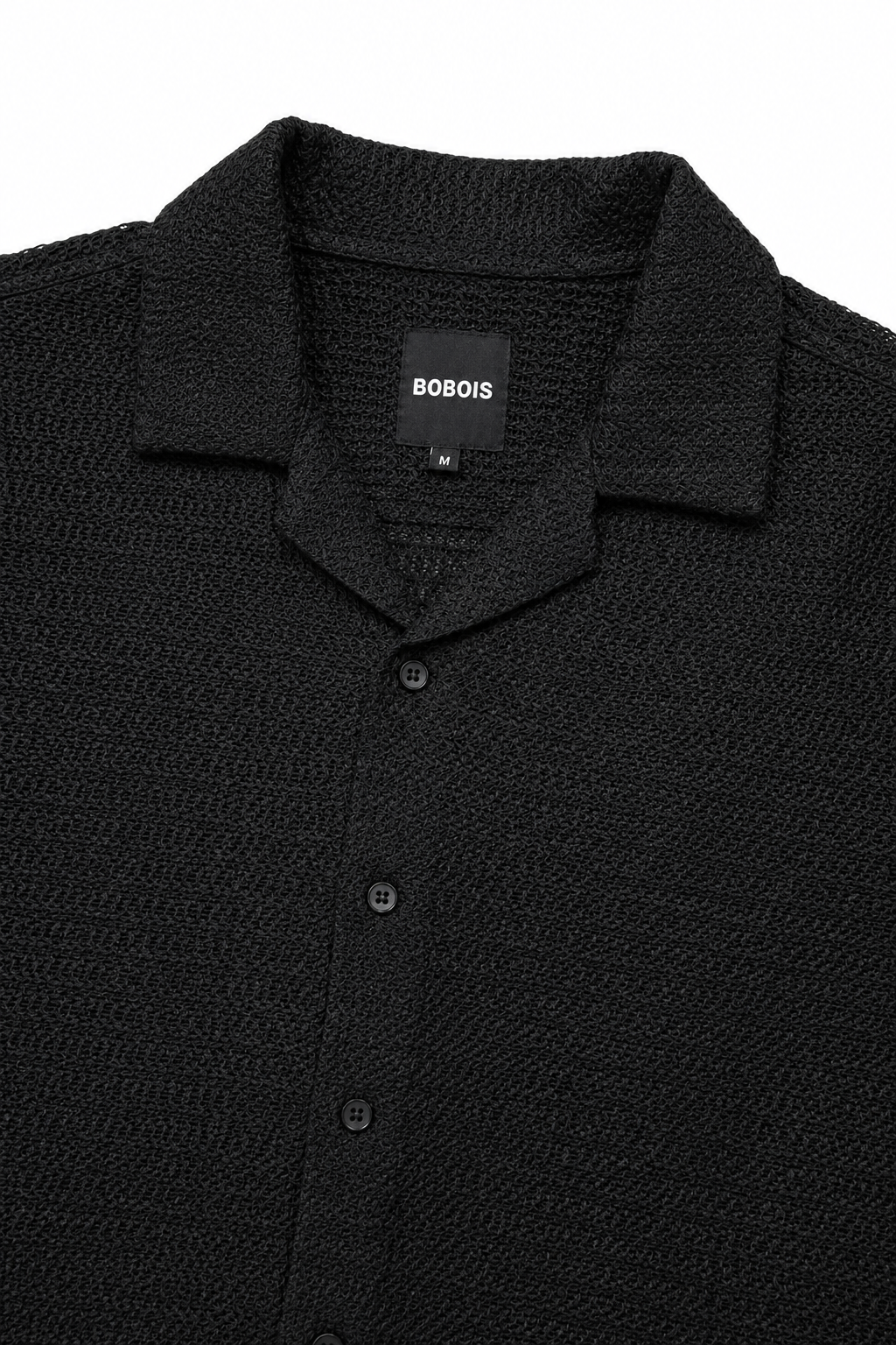 Camisas Para Hombre Manga Corta Con Tejido de Punto B65457 Negro