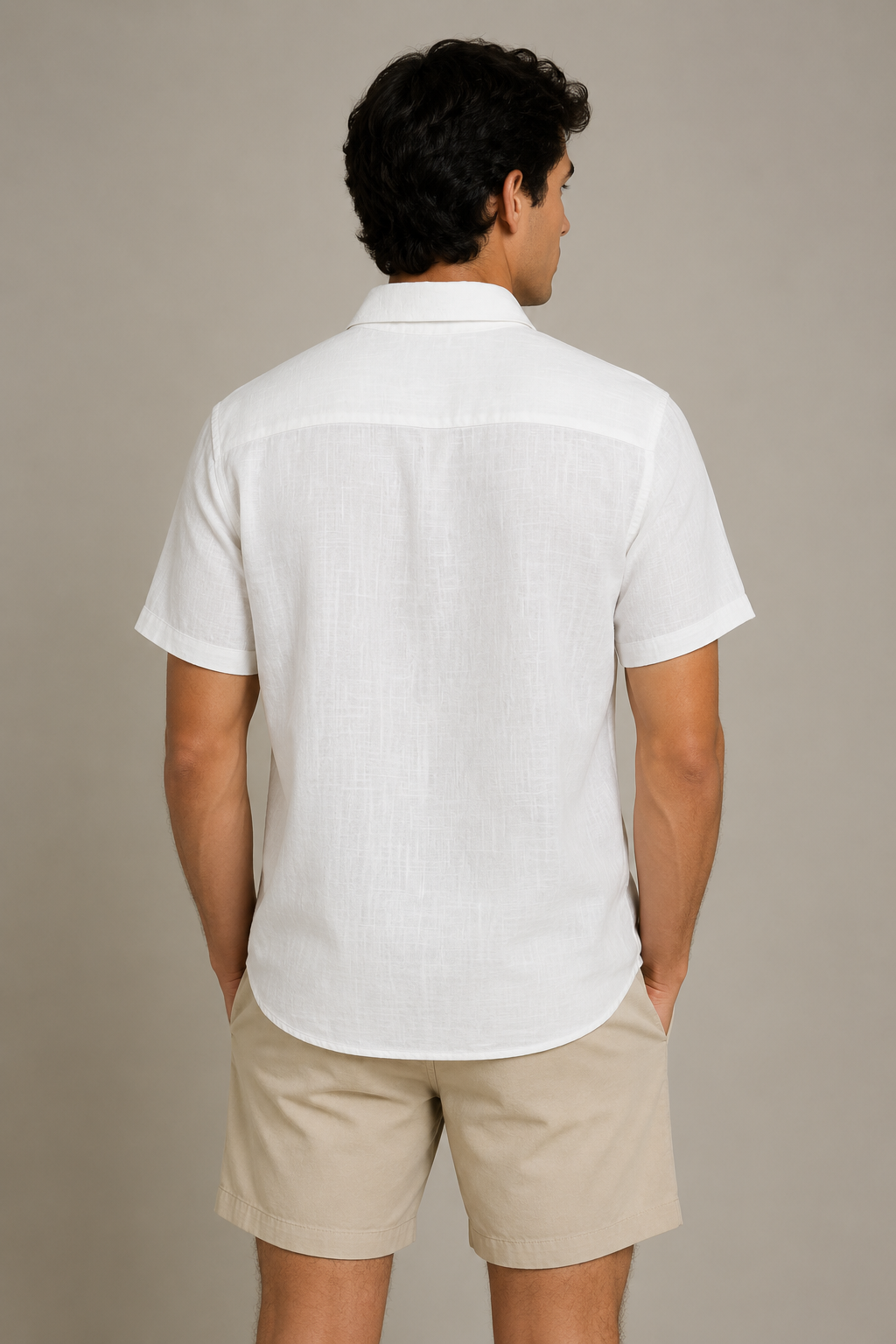 Camisas Para Hombre Manga Corta Albatros Tipo Lino Semi Recta B61561 Blanco