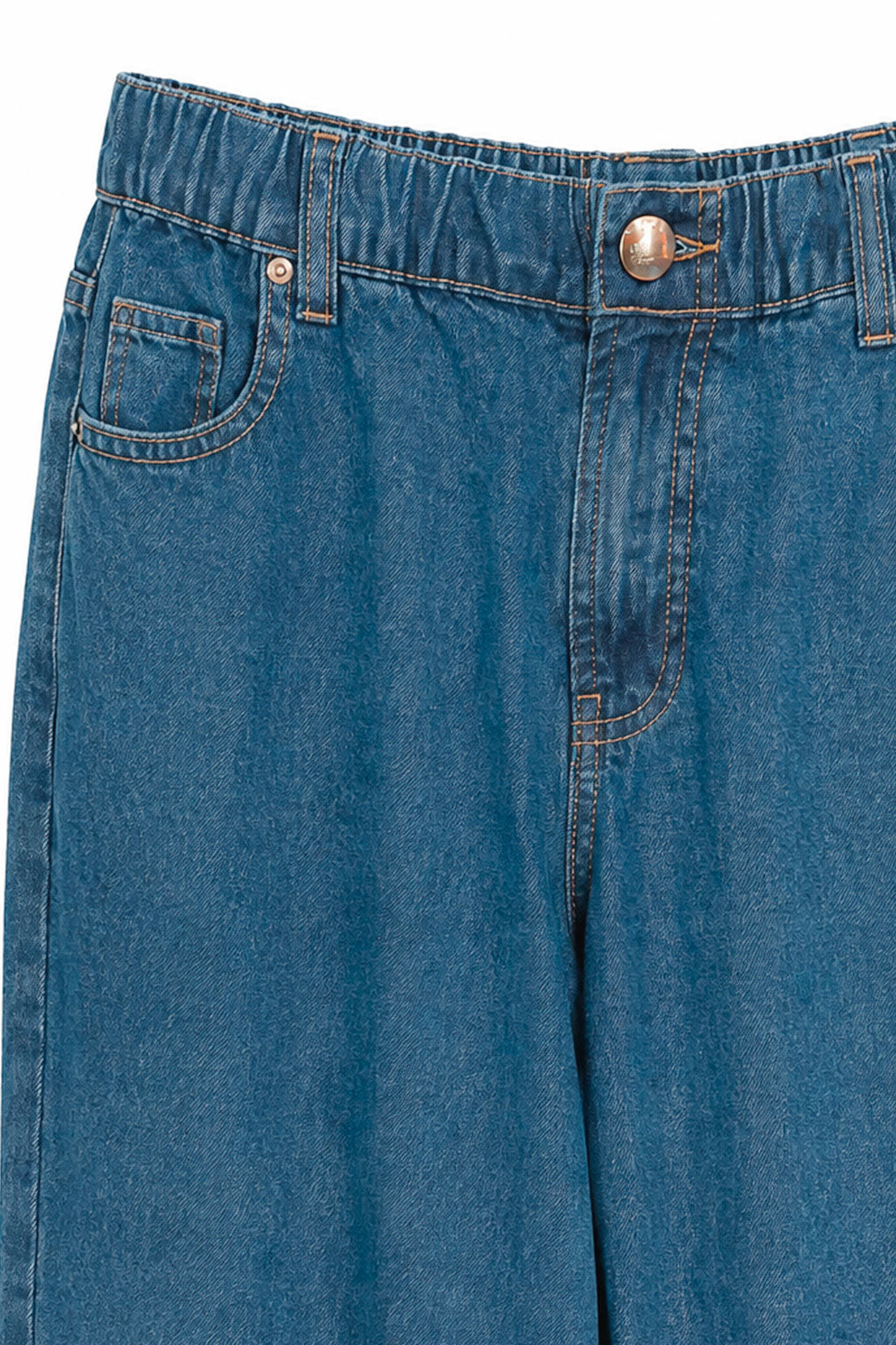Jeans Para Mujer Mezclilla Flowy Wide Leg Con Cintura Elástica  V63102 Unico