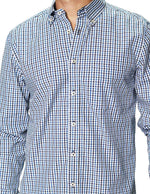 Camisas Para Hombre Manga Larga Cuadros Bicolor B45203 Azul