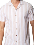 Camisas Para Hombre Bobois Moda Casuales De Manga Corta Estampada De Cuello Abierto Con Textura Relaxed Fit B41366 Kaki