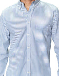 Camisas Para Hombre Manga Larga Rayas B45211 Azul