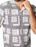 Camisas Para Hombre Comoda Estampada De Manga Corta Cuello Abiero Relaxed Fit B41595 Blanco