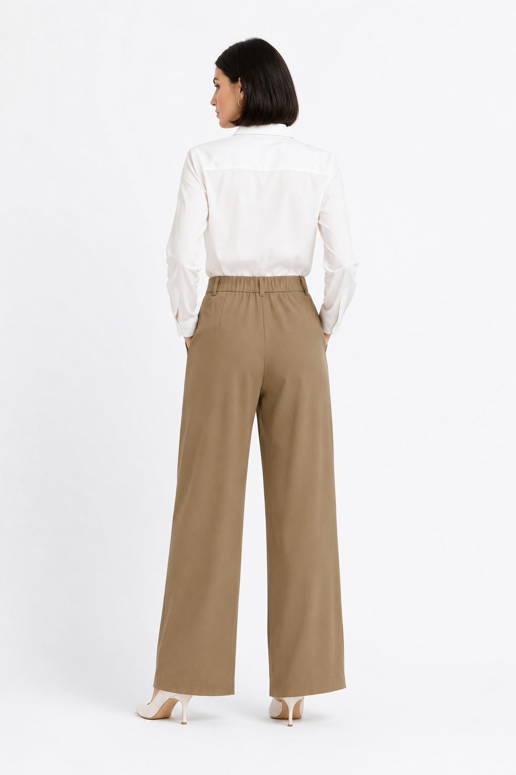 Pantalones Para Mujer Wide Leg Con Pinzas W61101 Camel
