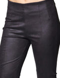 Pantalones Para Mujer Bobois Moda Casuales Vintage Acampanado Tipo Piel Con Aberturas Al Frente W33120 Negro