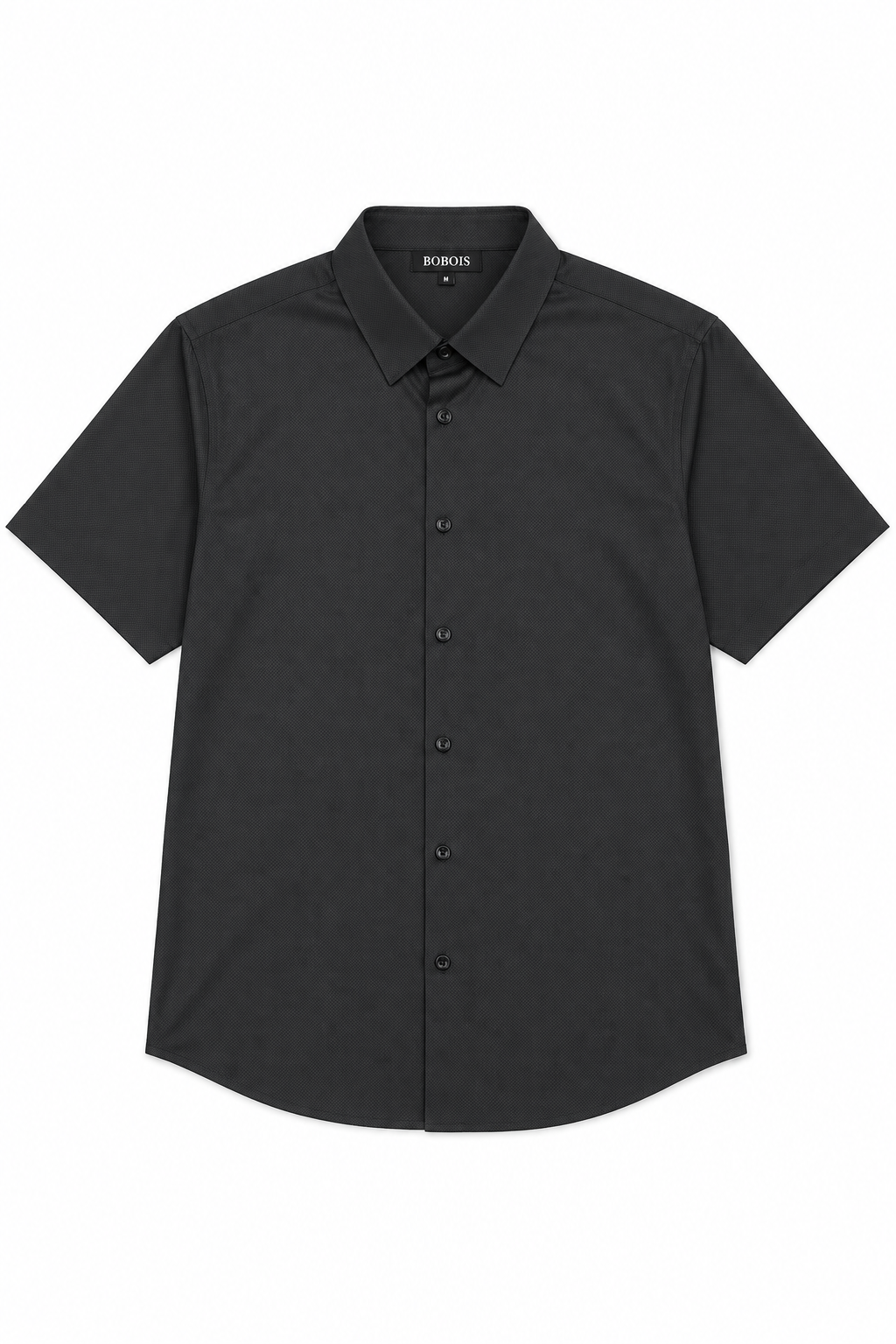 Camisa para Hombre Manga Corta Jacquard Sin Costura Antiarrugas B61451 Negro