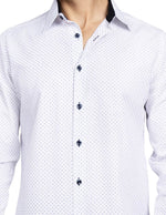 Camisas Para Hombre Slim Fit Microcuadros B51312 Blanco