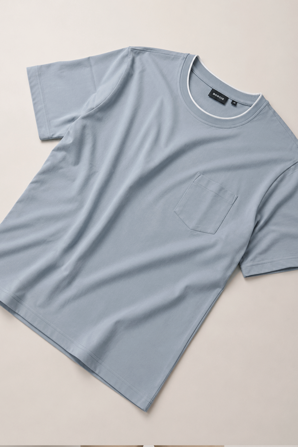 Playera para Hombre Cuello Redondo de Algodón Stretch A61402 Cielo