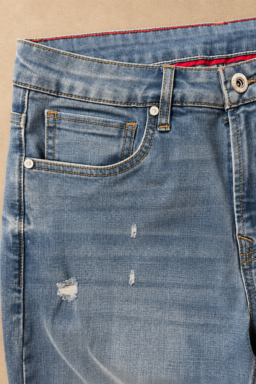 Jeans Para Hombre Mezclilla Slim Deslavado Rasgado J61106 Azul