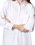Blusas Para Mujer Bobois Moda Casuales Bluson Camisero Oversize De Manga Larga N41134 Blanco
