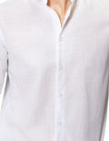Camisas Para Hombre Bobois Moda Casuales Tipo Lino De Manga Larga Cuello Mao Regular Fit BLINLO Blanco