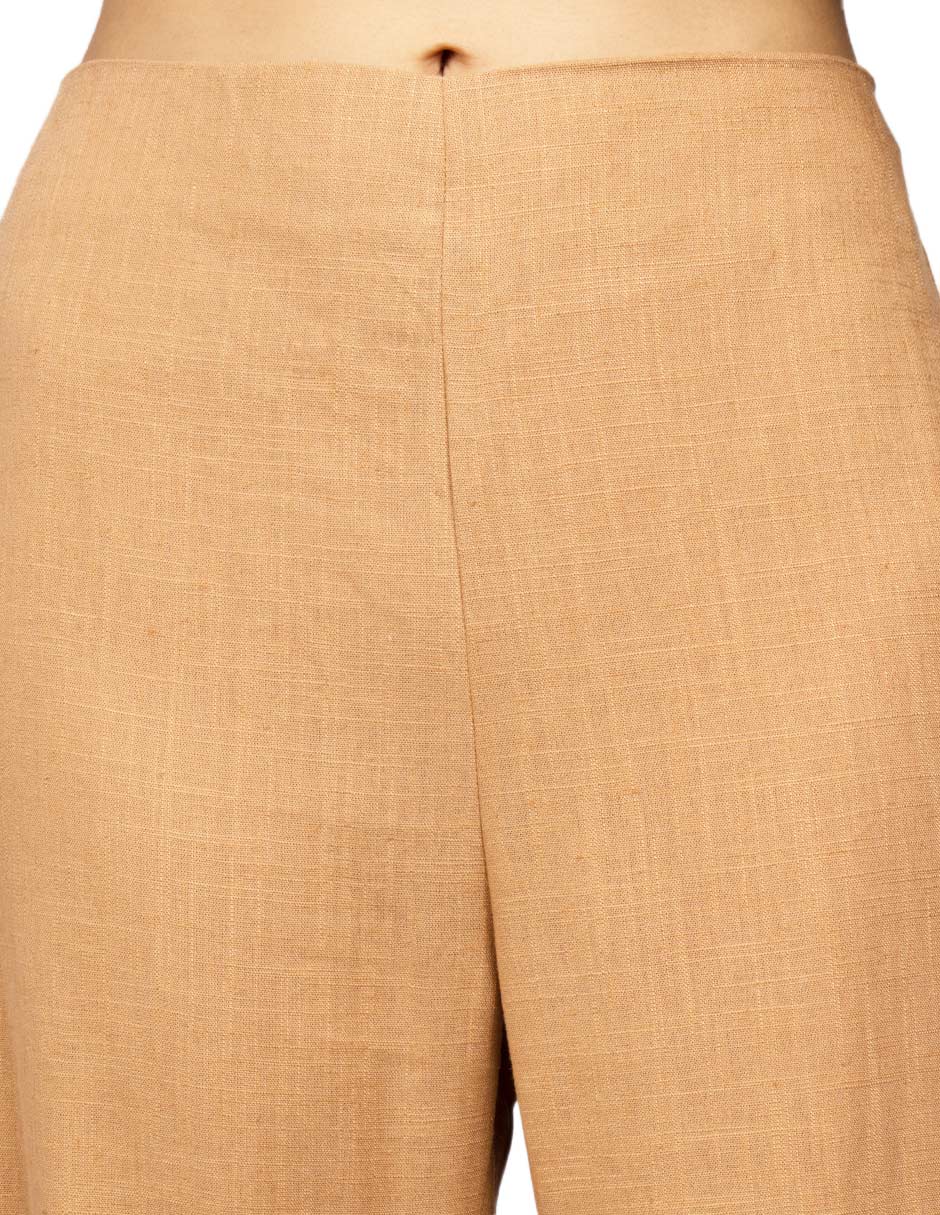 Pantalones Para Mujer Tipo Lino Wide Leg W51116 Camel
