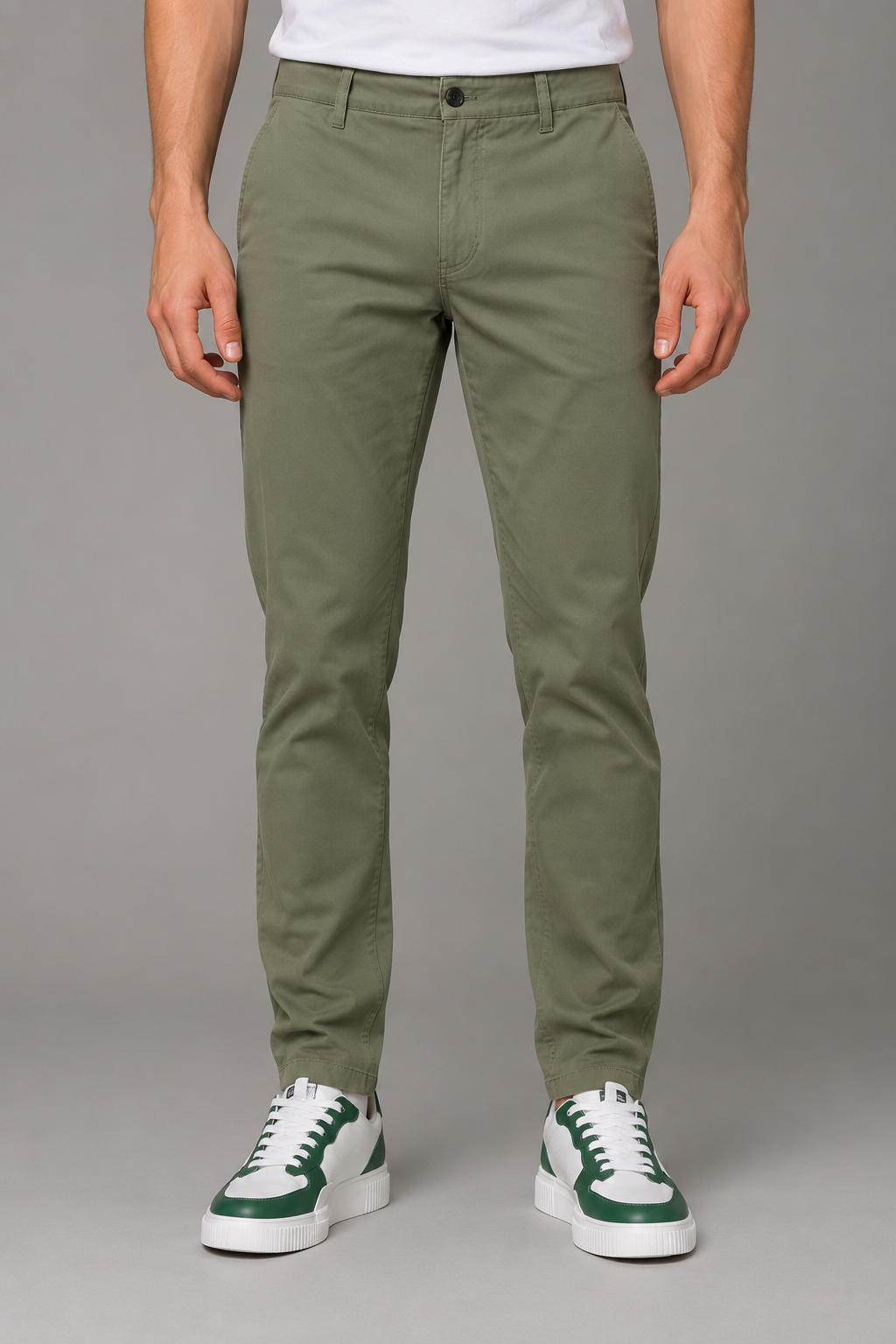 Pantalones Para Hombre Chino Algodón Stretch GWOVEN Olivo