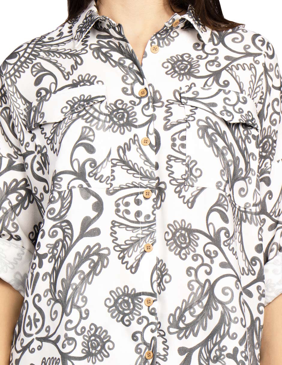 Blusas Para Mujer Camisera Con Jareta N51126 Unico