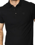 Playeras Polo Para Hombre De Manga Corta Lisa Basica Con Logo Bordado Slim Fit APOLOB Negro