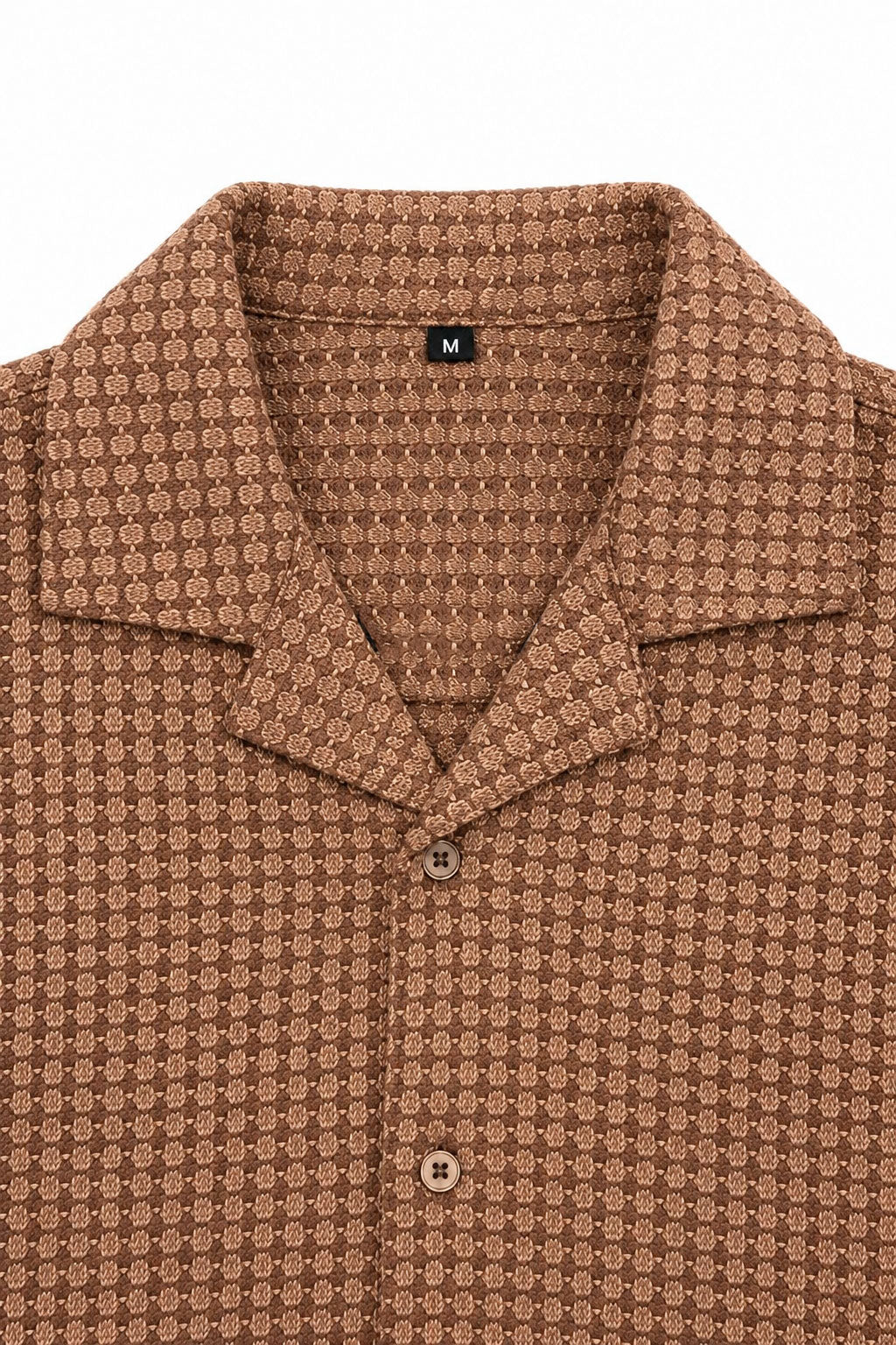 Camisas Para Hombre Manga Corta Crochet Tejida B65454 Cocoa