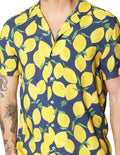 Camisas Para Hombre Bobois Moda Casuales De Manga Corta Cuello Abierto Con Estampado De Limones Relaxed Fit B41582 Lima