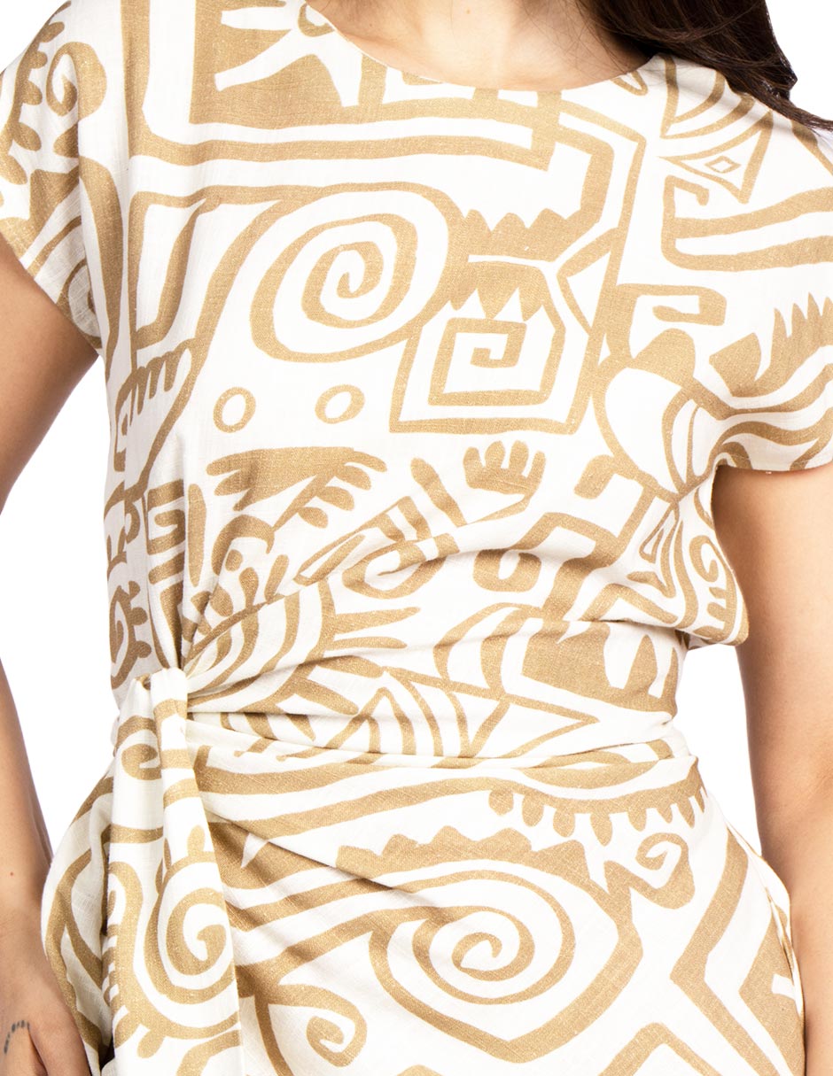 Vestidos Para Mujer Midi Con Nudo Lateral S51112 Arena