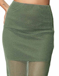 Faldas Para Mujer Bobois Moda Casuales Corte Tubo Midi Corta De Malla Con Forro X41100 Olivo