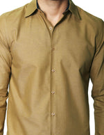 Camisas Para Hombre Manga Larga Mate Textura B45301 Ocre