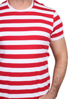 Playeras Para Hombre De Manga Corta Con Estampado De Rayas A41112 Rojo