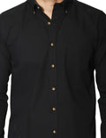 Camisas Para Hombre Manga Larga Lisa B45101 Negro