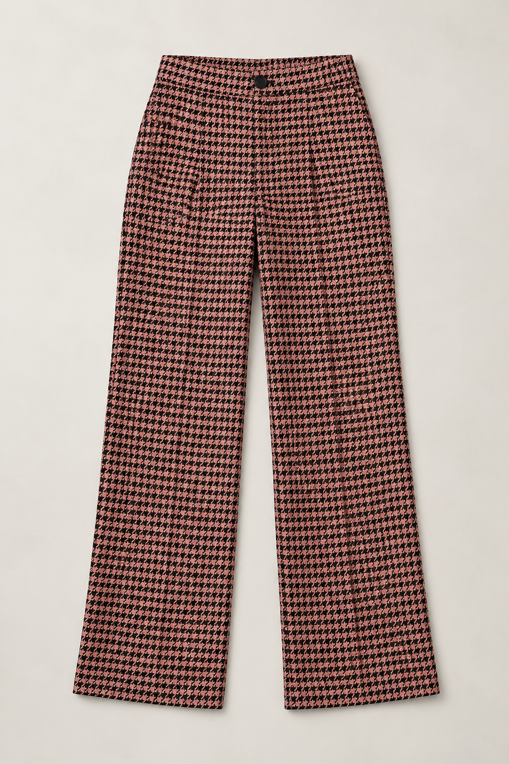 Pantalones Para Mujer Pata De Gallo Con Pinzas W53112 Rosa Palo