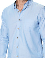 Camisas Para Hombre Manga Larga Lisa B45101 Cielo