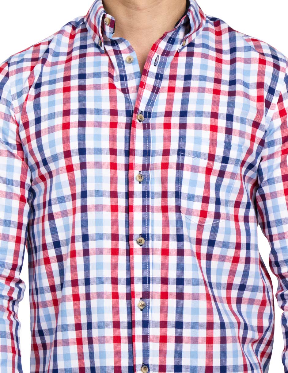 Camisas Para Hombre Regular Fit B51104 Rojo