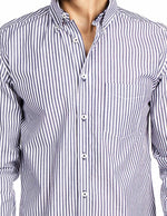 Camisas Para Hombre Manga Larga Rayas B45211 Marino