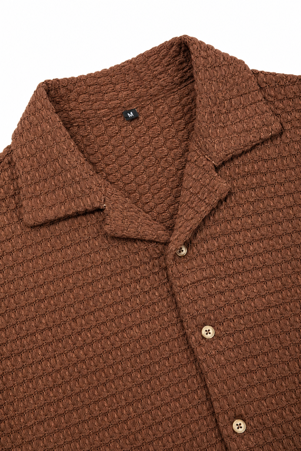Camisas Para Hombre Manga Corta Tejido Punto B65458 Tabaco