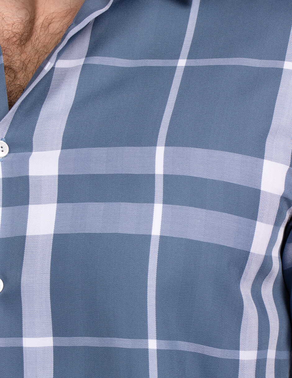 Camisas Para Hombre Bambú Manga Larga B51339 Azul