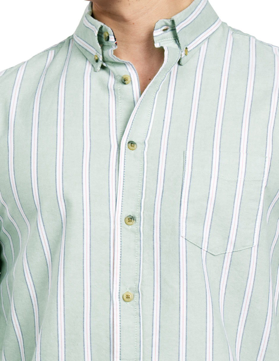 Camisas Para Hombre Regular Fit Oxford B51115 Verde