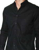 Camisas Para Hombre Manga Larga Con Textura B45200 Negro