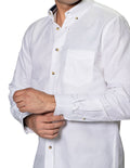 Camisas Para Hombre Bobois Moda Casuales Con Tejido Jacquard De Manga Larga Slim Fit B35112 Blanco