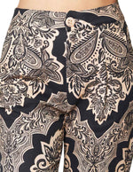 Pantalones Para Mujer Pesquero Tipo Lino Estampado Paisley W41122 Beige/Negro