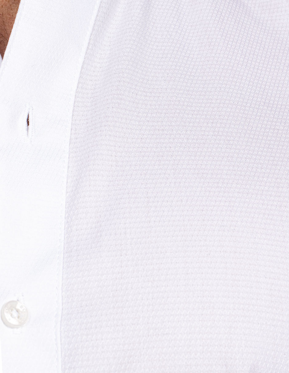 Camisas Para Hombre Textura Cuello Mao B51318 Blanco