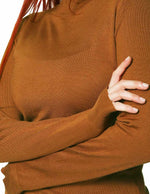 Sueteres Para Mujer Liso De Cuello Alto O43202 Ocre