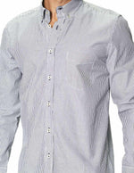 Camisas Para Hombre Manga Larga Micro Rayas B45201 Marino