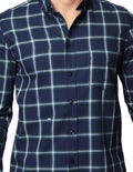 Camisas Para Hombre Bobois Moda Casuales De Manga Larga Con Estampado De Cuadros Regular Fit B35229 Marino