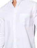 Camisas Para Hombre Bobois Moda Casuales Jackard De Manga Larga Cuello Mao Con Bolsillo Regular Fit B41302 Blanco