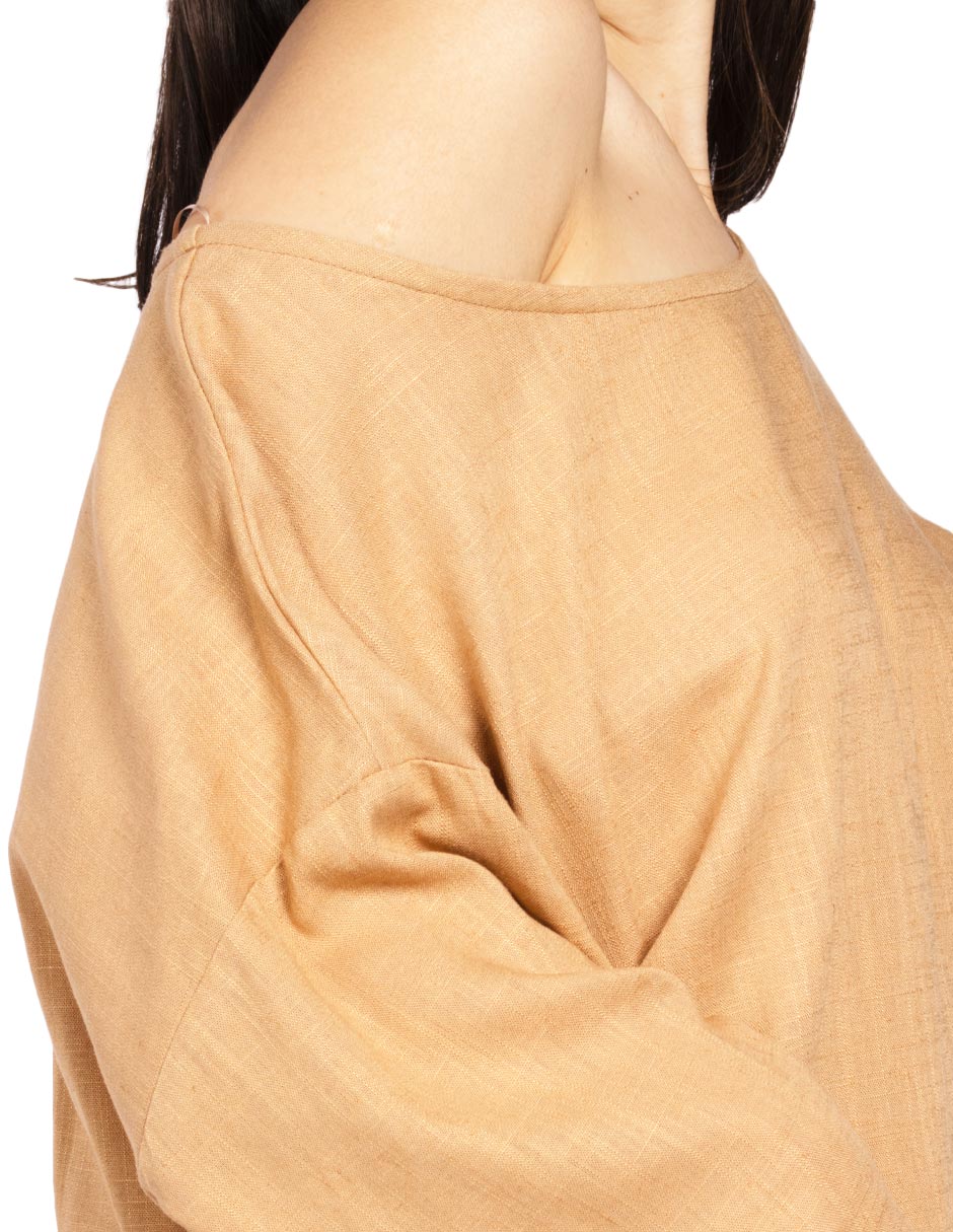 Blusas Para Mujer Oversize Tipo Lino N51141 Camel