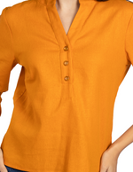 Blusas Para Mujer Tipo Lino Con Aletilla N51143 Naranja