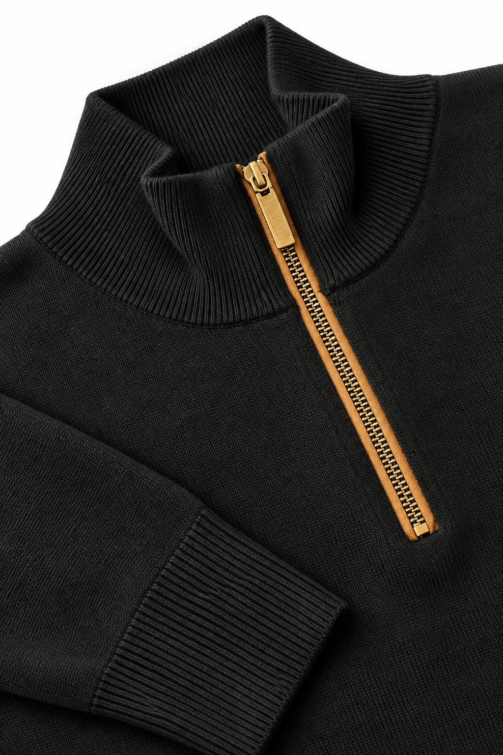 Suéteres Para Hombre Cuello Alto y Cremallera De Punto Fino E65302 Negro