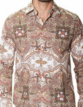 Camisas Para Hombre Manga Larga Estampado Paisley B45503 Olivo