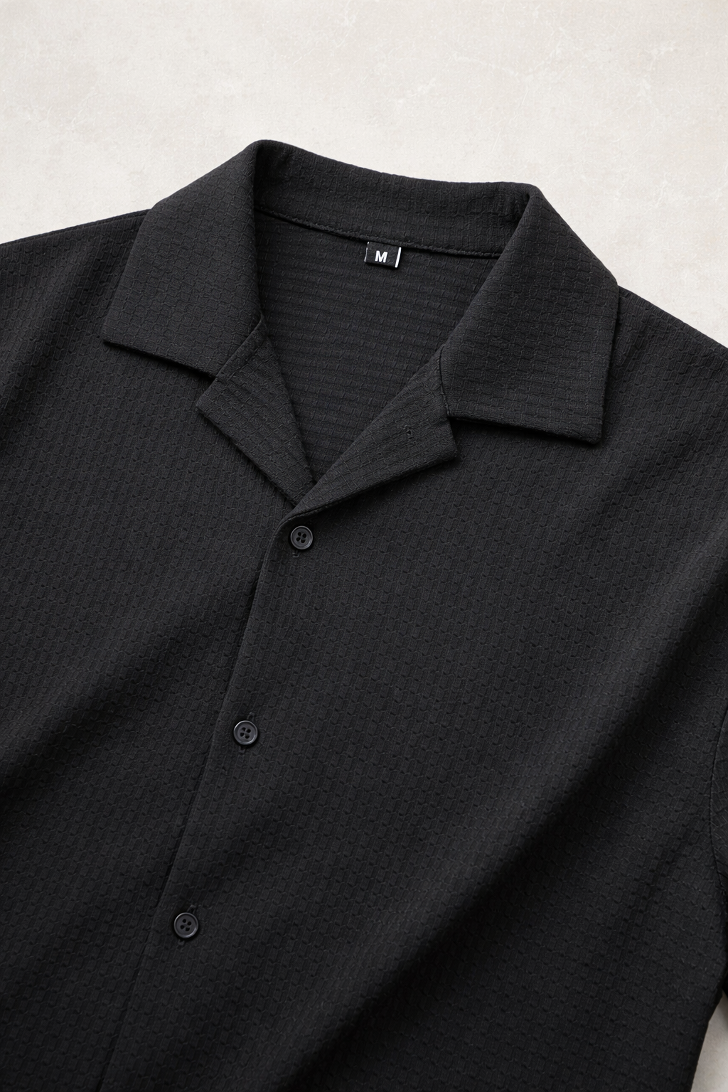 Camisas Para Hombre Manga Corta Tejido Tableado B65453 Negro