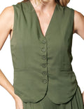 Chalecos Para Mujer Bobois Moda Casuales Formal Moda De Vestir Con Botones Liso R33100 Olivo