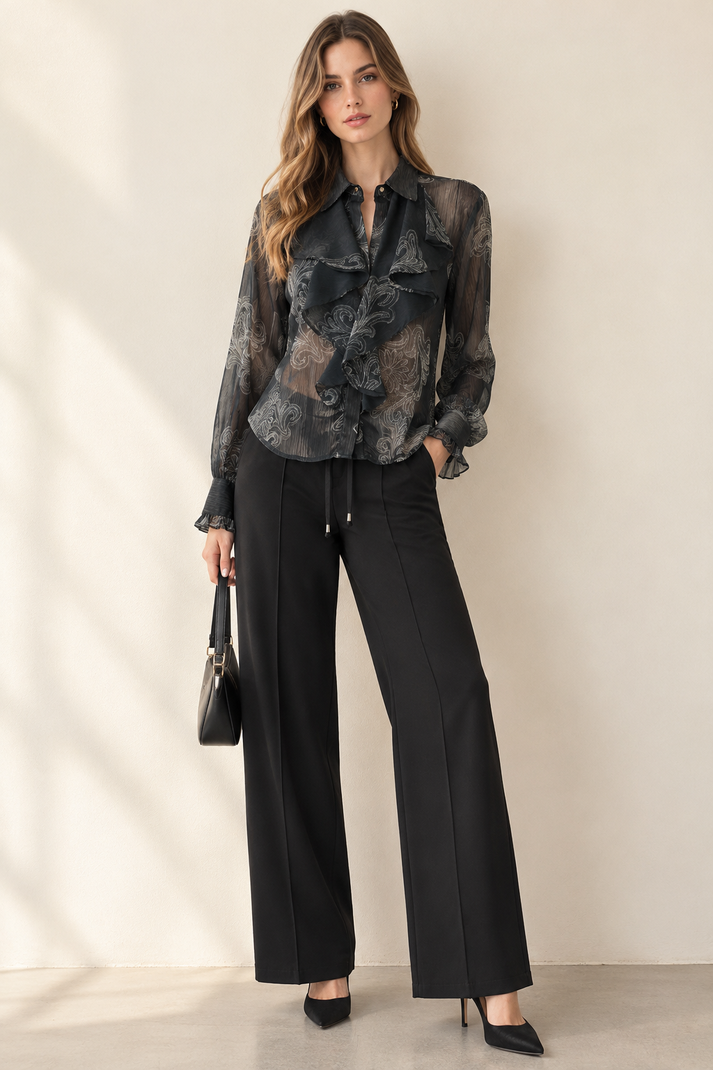 Blusas Para Mujer De Chiffon Con Olanes N53109 Unico