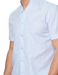 Camisas Para Hombre Bobois Moda Casuales Manga Corta Cuello Mao Tipo Lino Lisa Basica Slim Fit B31360 Cielo